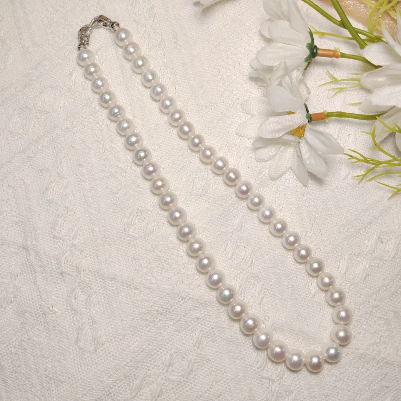 约8-9mm白色淡水珍珠项链长约40cm