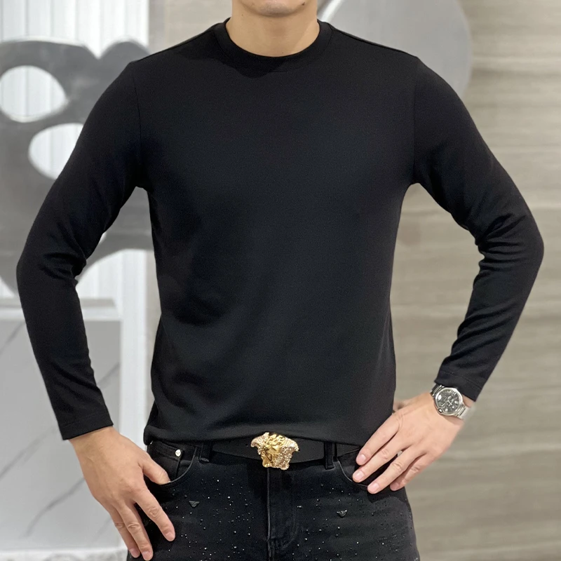 【欧卡斯】2025秋冬新品加绒兰精莫代尔显瘦寸领长袖打底衫T恤 W151