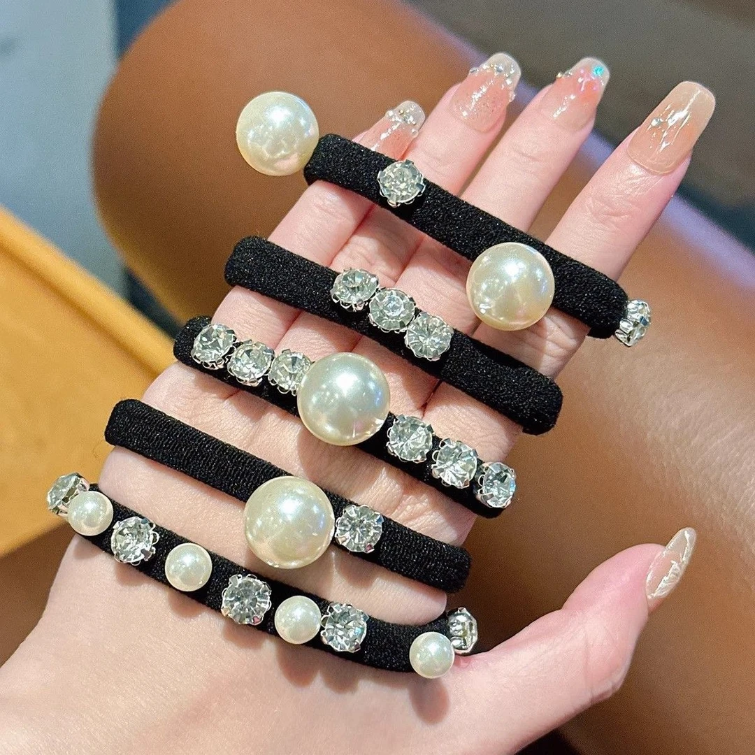 韩国风贝珠韩系头绳发圈女高马尾丸子头发绳轻奢感耐用橡皮筋发饰