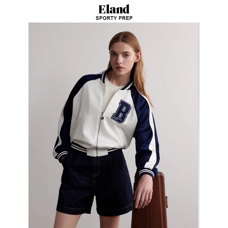 Eland衣恋citywarm外套秋学院风棒球夹克外套上衣23女EEJAD49J01