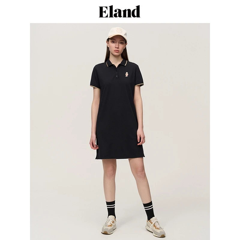 Eland衣恋T恤裙薄荷曼波polo裙糖果色运动长款T夏绿色EEOMD6301I