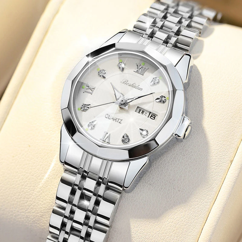 高贵气质名匠系列商务双日历夜光防水石英女表8170专属