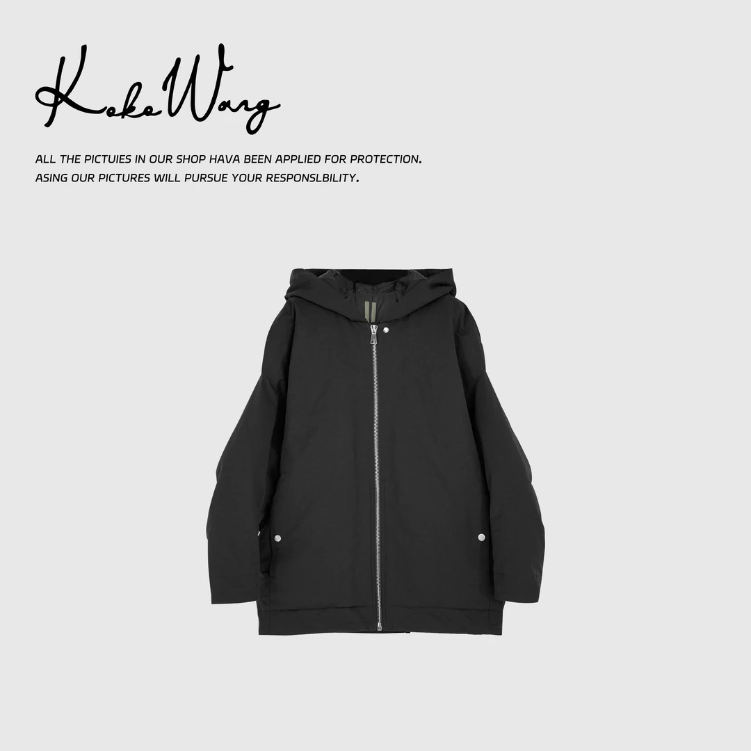 KOKO WANG秋冬男女同款斗篷拉链连帽白鹅绒上衣外套304924I24W42