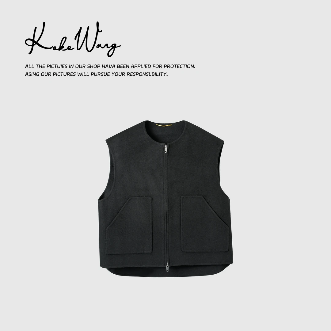 KOKO WANG秋冬羊绒羊毛混纺通勤气质百搭双面呢马夹254524H07W49