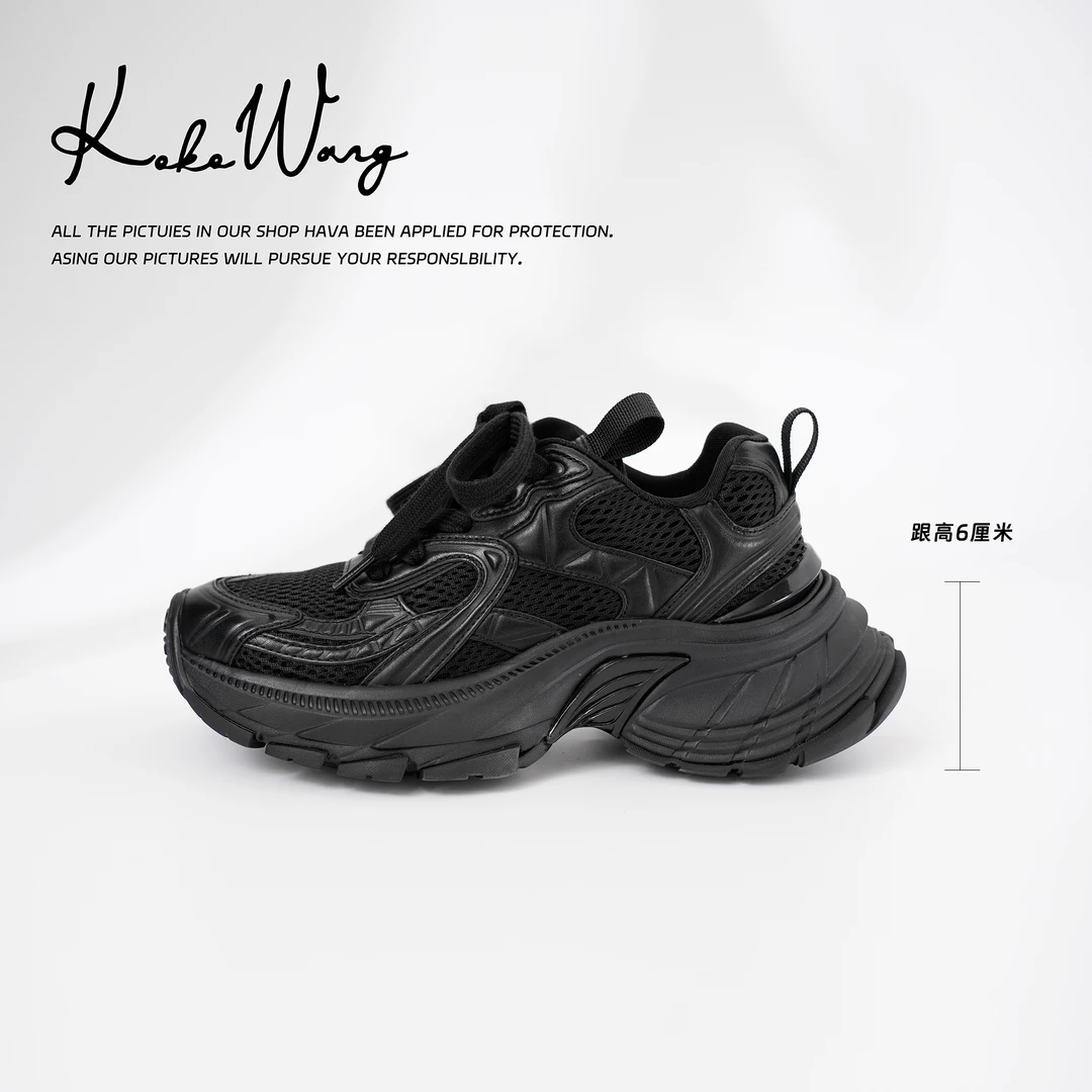 KOKO WANG时尚气质女士休闲鞋厚底系带百搭老爹鞋301514I10X11