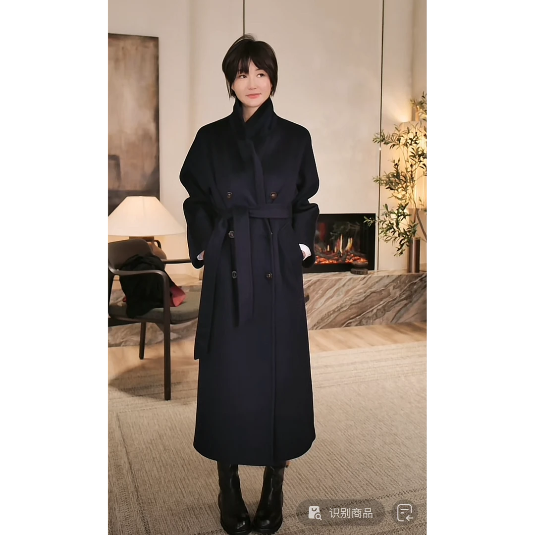 KOKO WANG14.5微米100%山羊绒极简中长款风衣外套302924I06W01