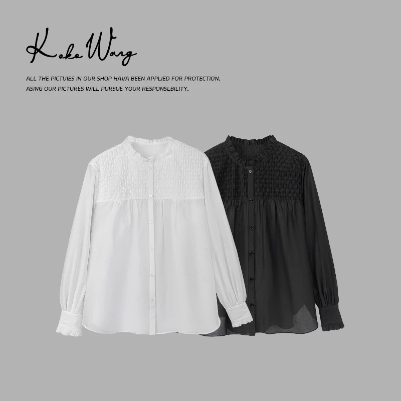 KOKOWANG 法式复古花边领设计感时尚百搭衬衫 230684G24W42