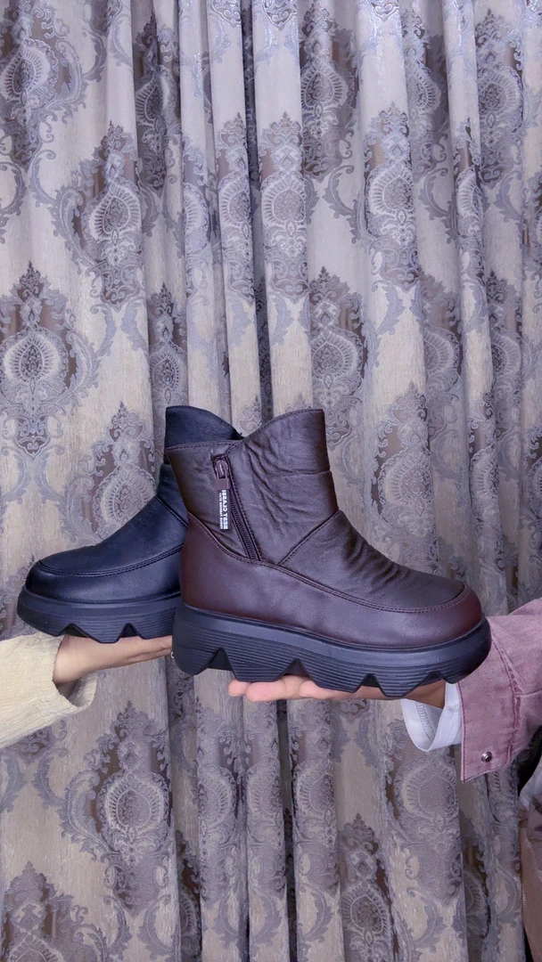 厚底松糕鞋版布短靴加绒加厚