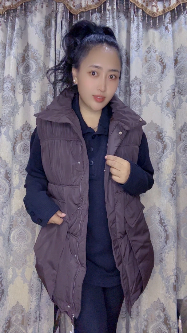 冬季中长款棉服马甲女加厚保暖棉服马甲外套时尚百搭