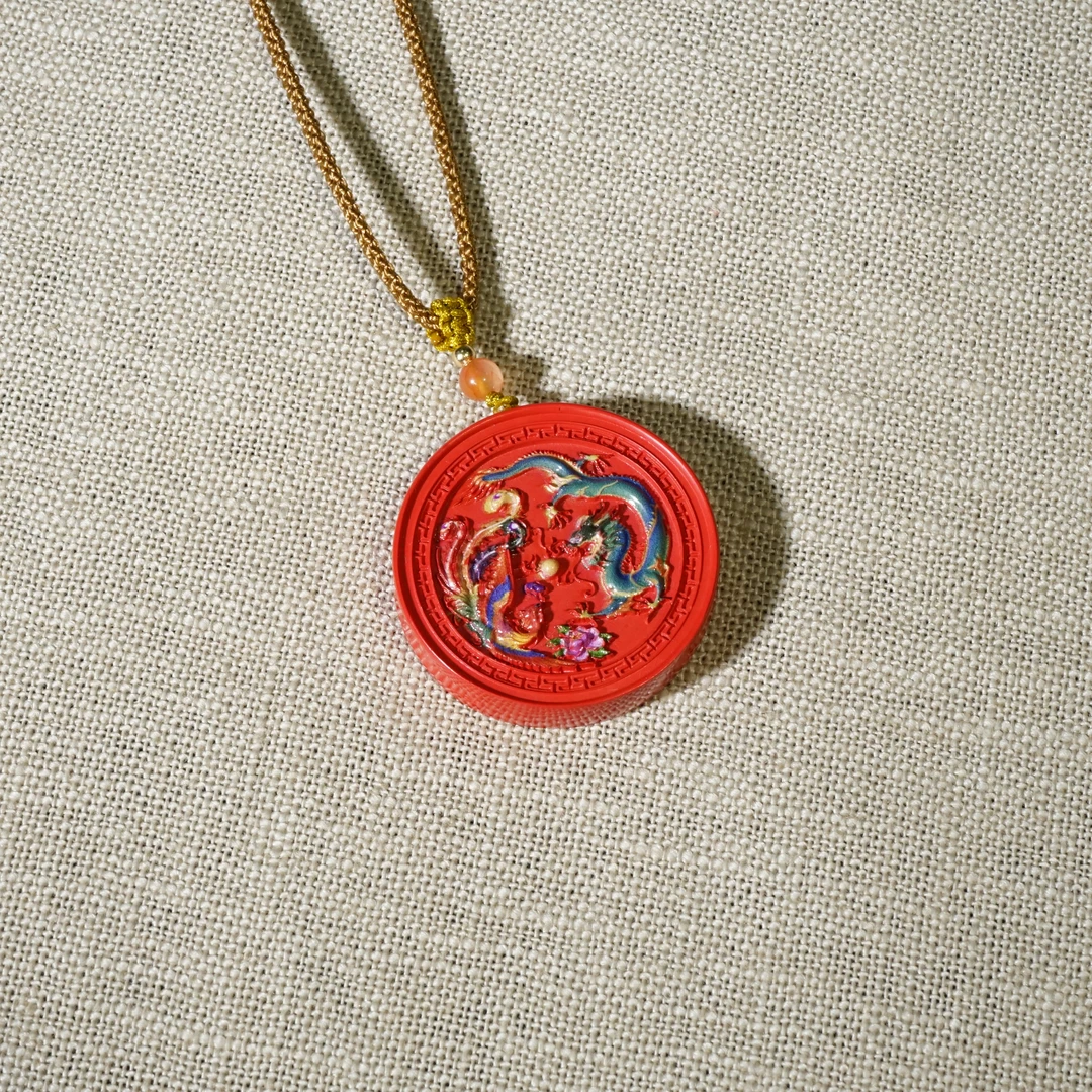 天然辰砂龙凤呈祥朱砂吊坠 手工工艺国风复古民族风简约女士