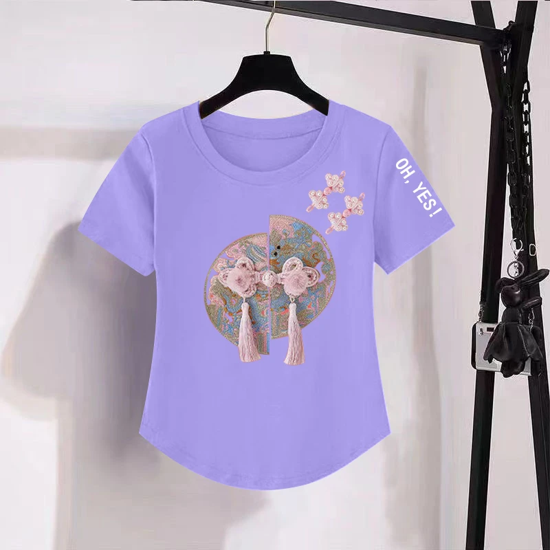 正肩短袖t恤女夏季微胖mm正肩显瘦遮肚子弧形下摆体恤不规则上衣