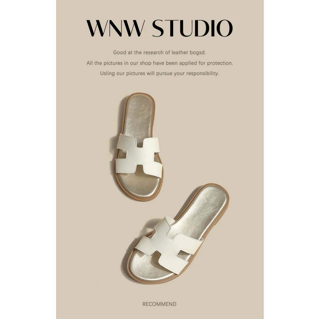 【唯女王】真皮精致外出拖鞋女2025年新款凉拖鞋女鞋时尚高级感洋气