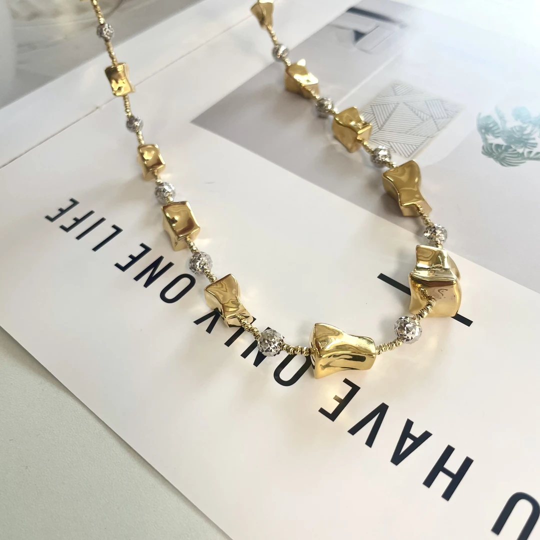 [美控MK]18K金双色奶酪项链/贵气时尚大方大气上档