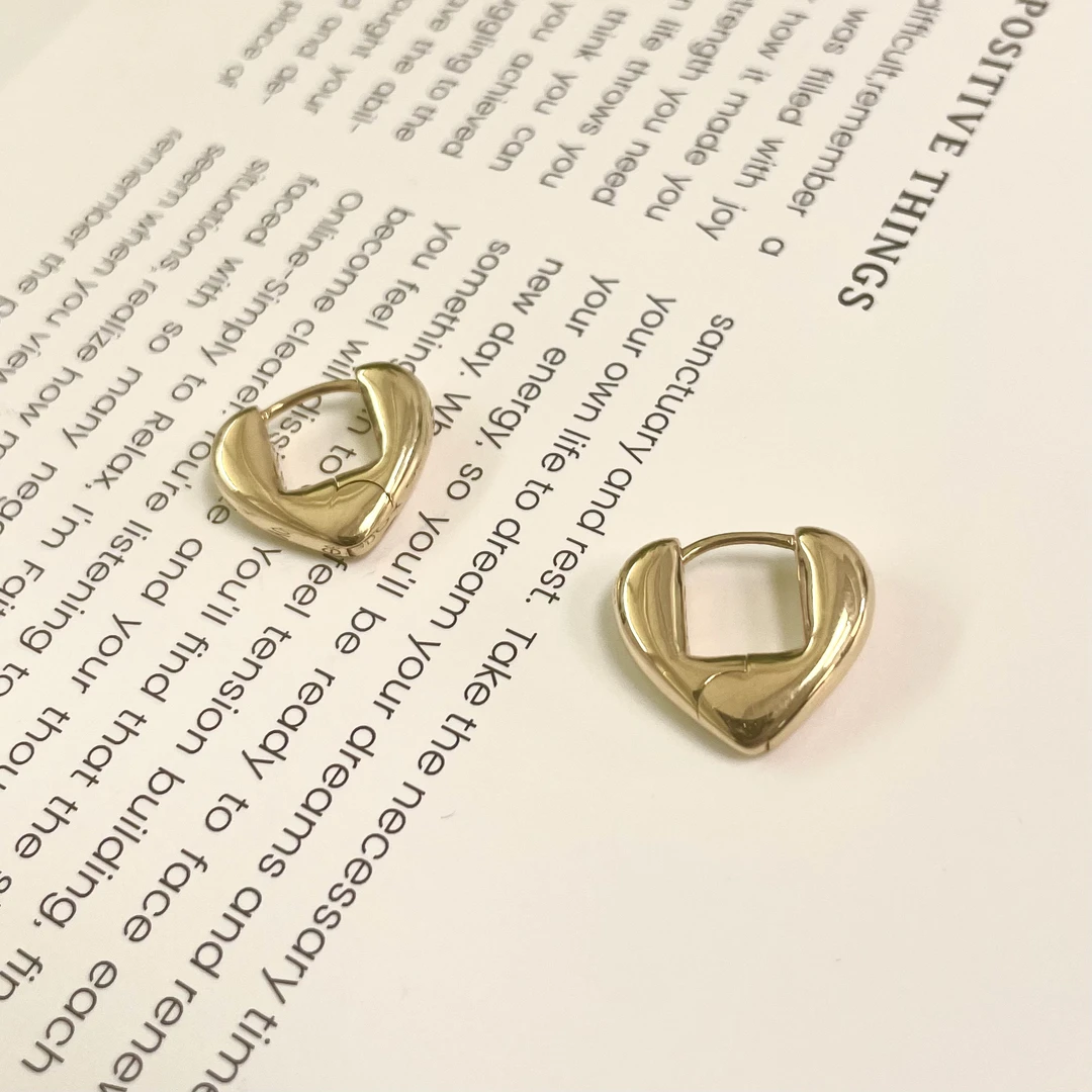 [美控MK]18K金爱心耳扣/浅金色时尚休闲百搭气质/