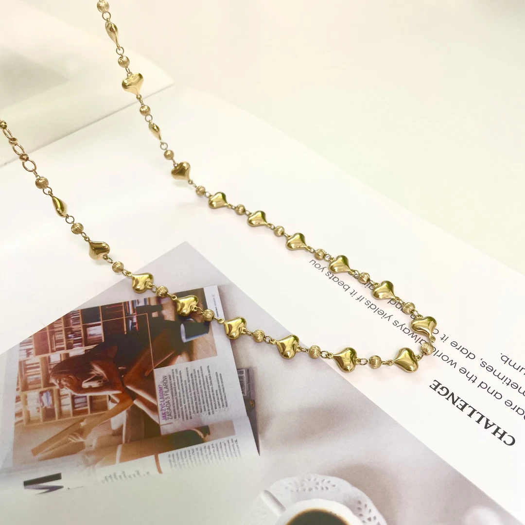 [美控MK]18K金爱心项链/时尚简约欧美/浅金锁骨链