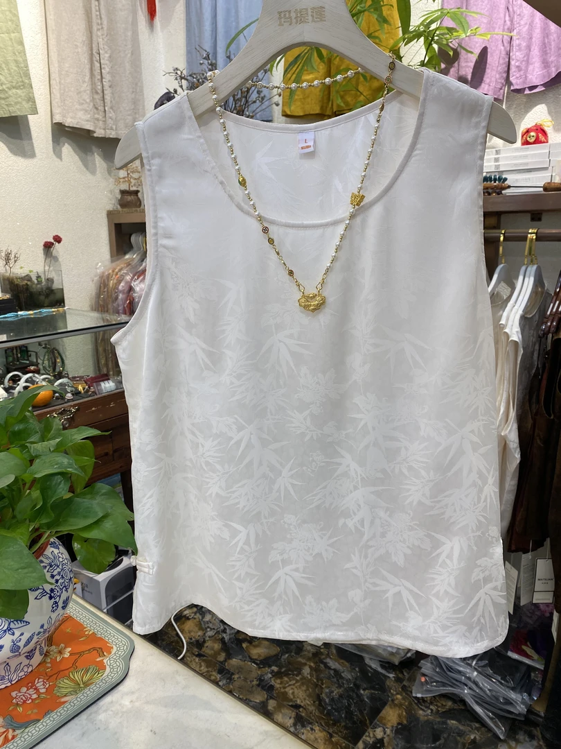 新中式轻国风吊带背心2024新款提花圆领高级感气质内搭打底上衣