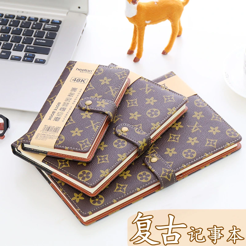 加厚复古笔记本子商务A5记事本B5皮面带扣会议记录本随身手账本