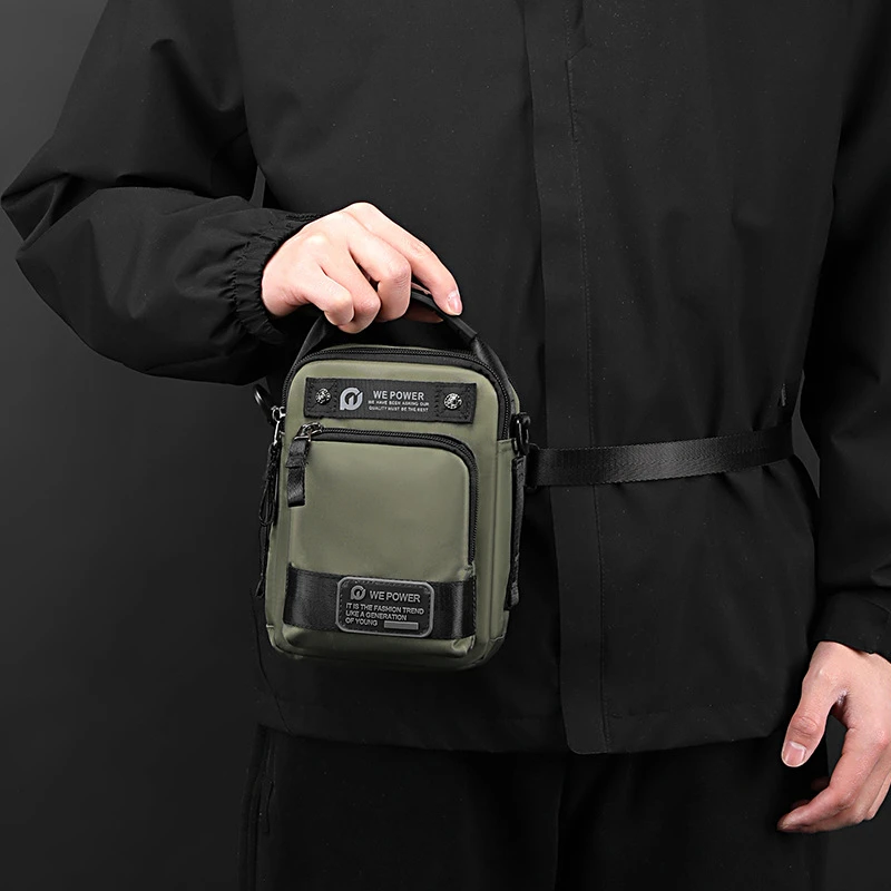 男式简约多功能单肩小背包休闲户外运动迷你手机包时尚百搭斜挎包