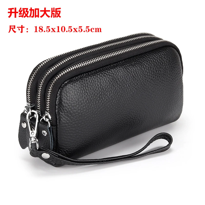 手拿包新款三层拉链女士手腕包简约软皮手机包零钱包长款手抓包