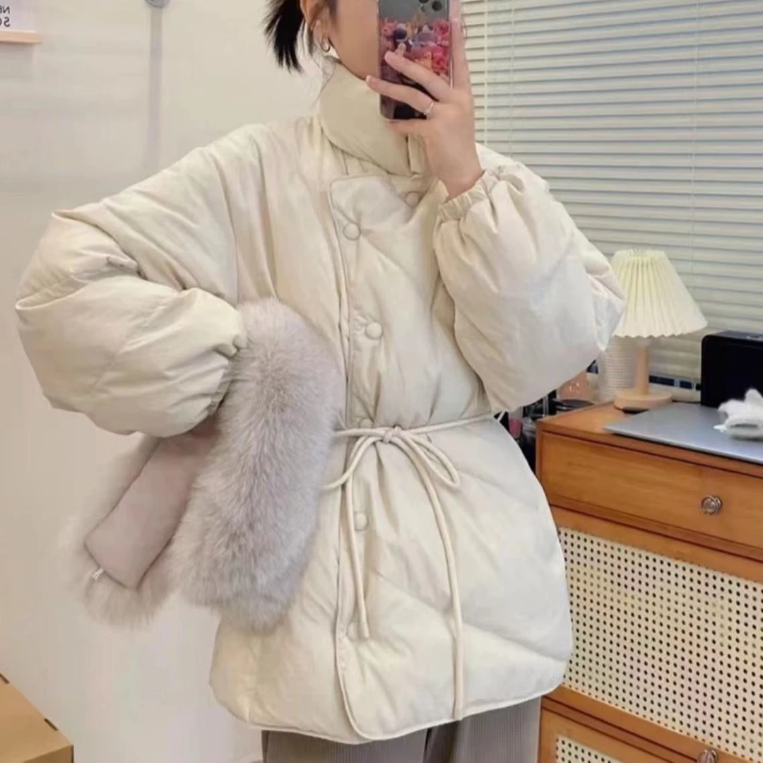 新款气质大毛领羽绒服网红洋气时尚收腰加厚保暖韩版冬季羽绒服女