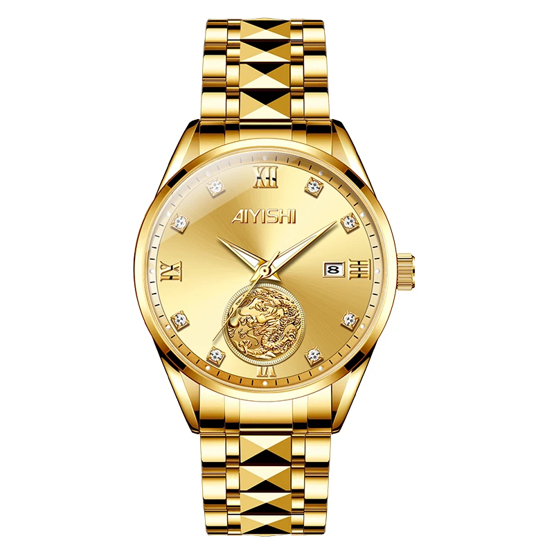 瑞士高奢{双龙戏珠}全自动真金男女同款腕表2080-GWX