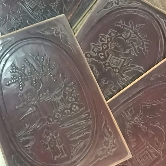 柏木王*忠老木雕一套四块