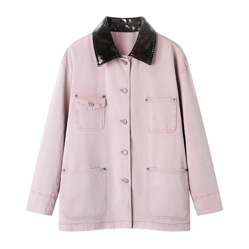 X053【底特律外套】2024秋冬新款重工洗磨褪色粉色底特律外套短款