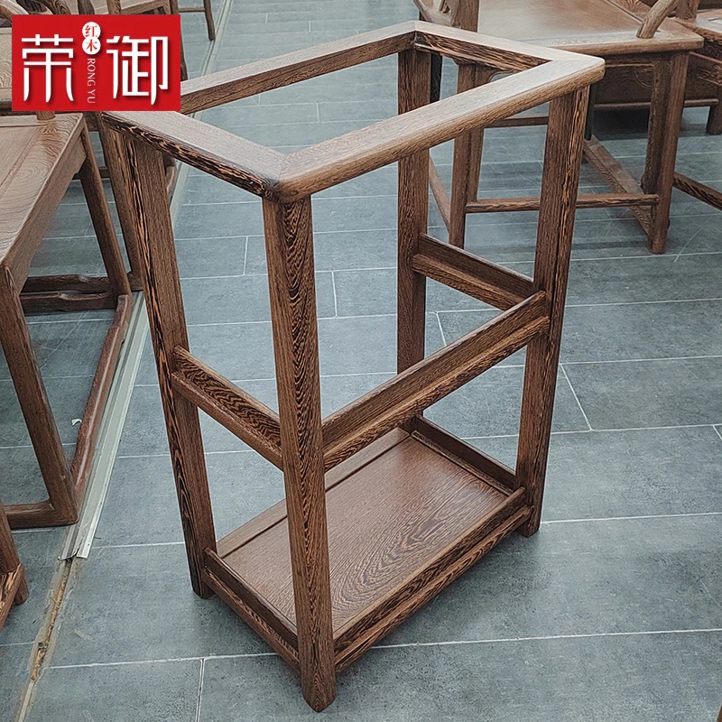 红木鸡翅木小茶水架煮茶架简约茶叶架小型收纳架中式小边柜