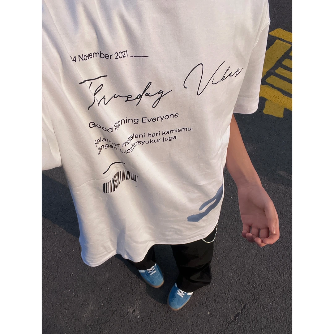 COLDSTONE 原创国潮夏季重磅高级小众签名印花短袖圆领宽松T恤