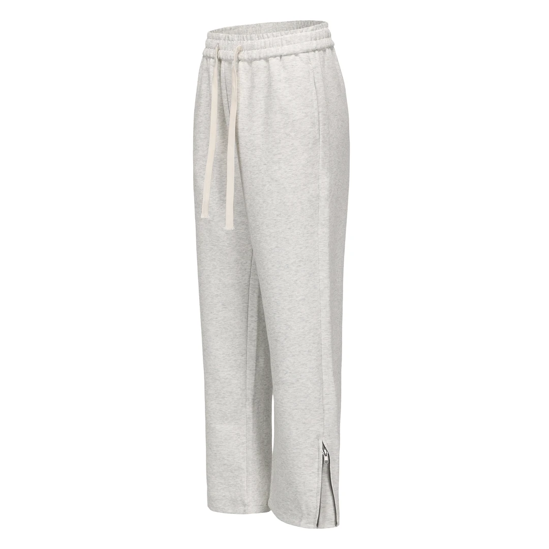 COLDSTONE 外开衩拉链直筒休闲卫裤侧裁走线春秋雪花灰运动裤子