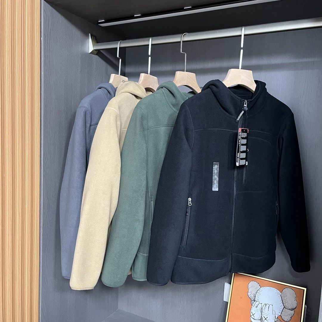 男女同款630克双面绒 秋冬户外 休闲保暖摇粒绒连帽外套立领加厚