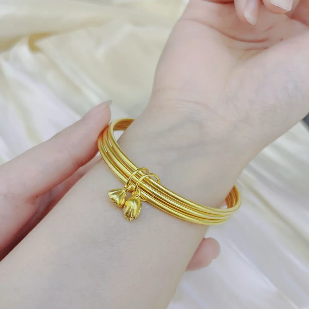 铜合金手镯 【古法金色经典轻奢三生三世两世欢时尚气质精美手镯】