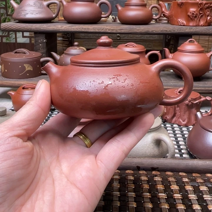 紫砂茶壶毛*宜兴原矿紫砂手工制160