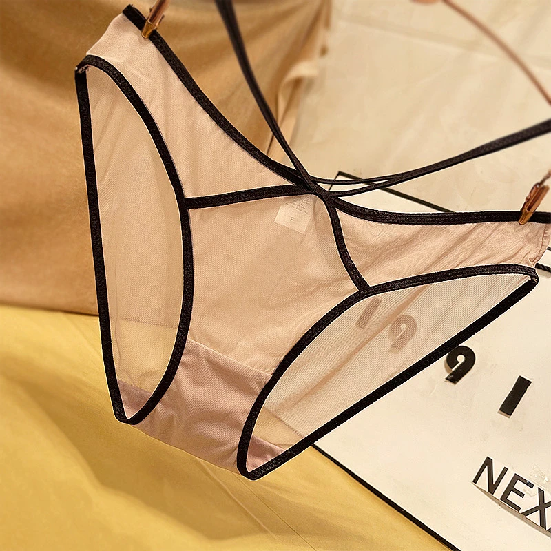 蕾丝内裤女性感薄款舒适透气透明火辣网纱腰间吊带夜店女神三角裤