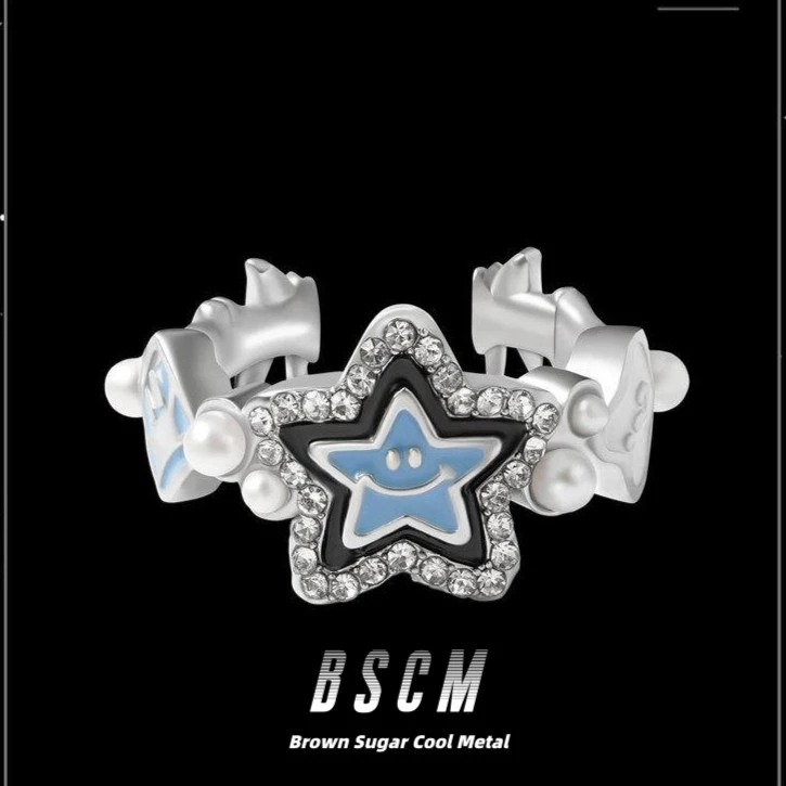 钛钢合成锆石戒指 BSCM【PSY.P联名VSCH 步步高升面包幸运星戒指