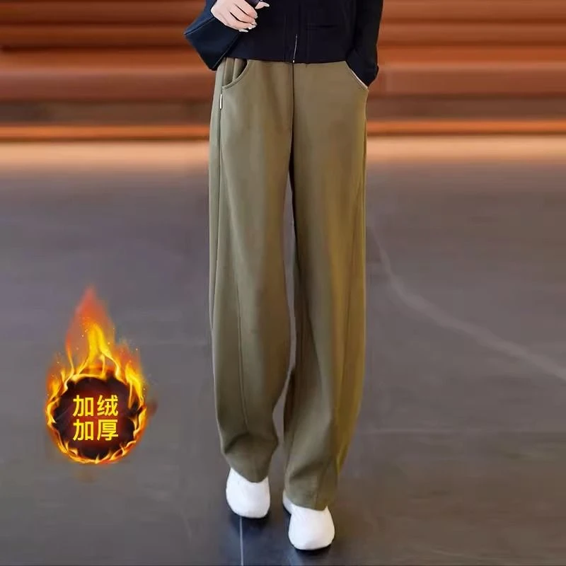 休闲香蕉裤女冬季加绒加厚春秋新款高腰直筒裤子运动卫裤阔腿裤