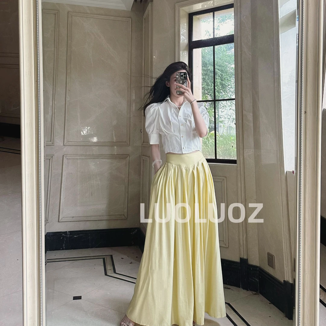 【现货】LUOLUOZ【云端星雨】全棉衬衫上衣＋半身阔腿裤两件套JF234