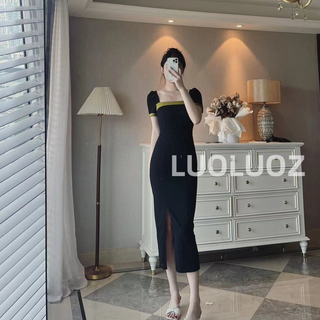 【现货】LUOLUOZ【仲夏之梦】气质轻奢收腰显瘦修身过膝包臀长裙H8739