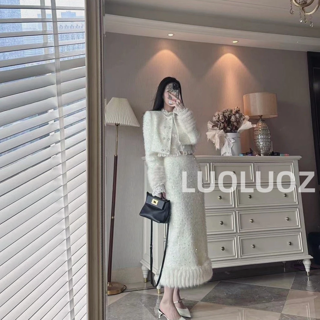 【现货】LUOLUOZ【千金小姐】轻奢气质短外套＋半身长裙两件套NSW006