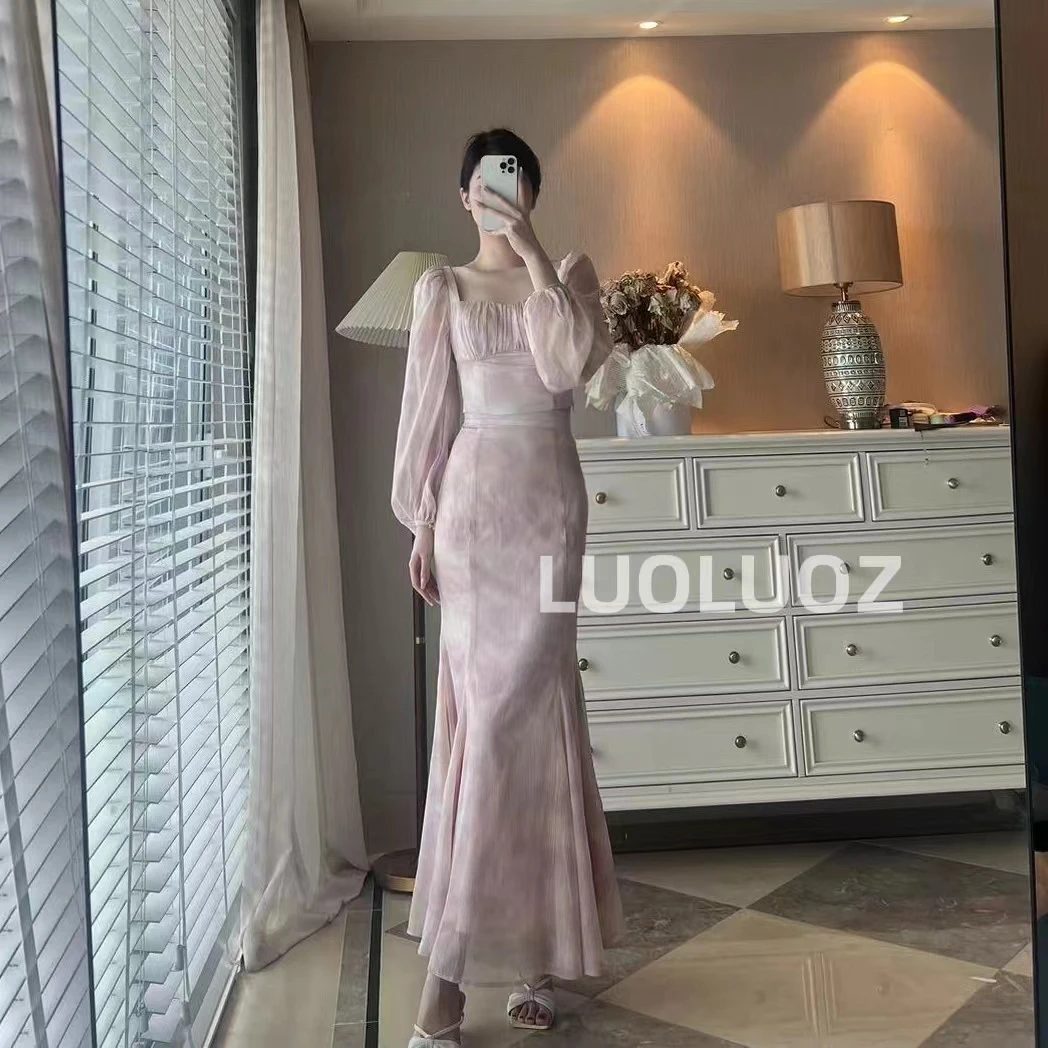 【现货】LUOLUOZ【粉芷霜花】氛围感方领气质上衣+半身裙两件套L013