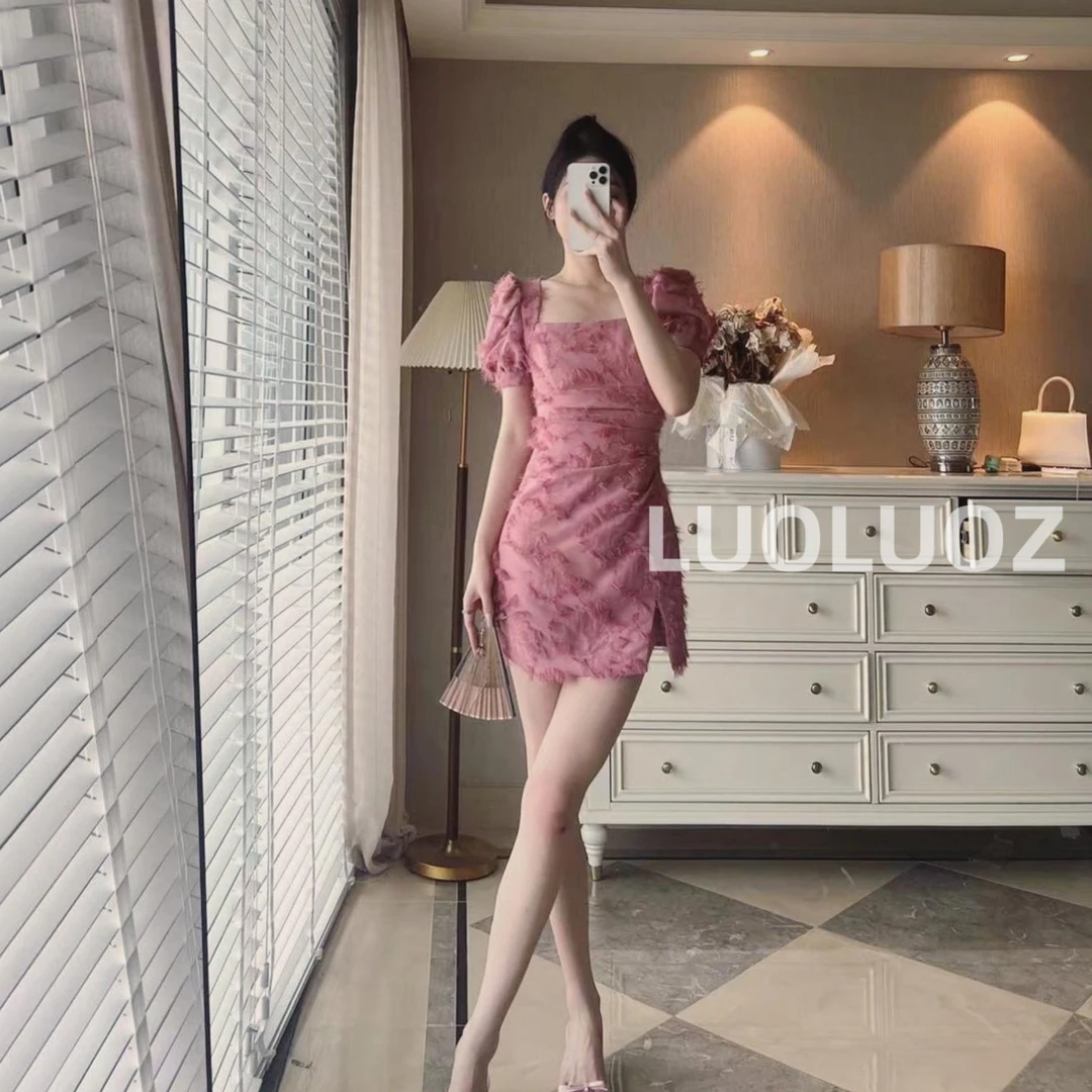 【现货】LUOLUOZ【甜辣C位】流苏高级感纯欲气质收腰包臀连衣裙K3015