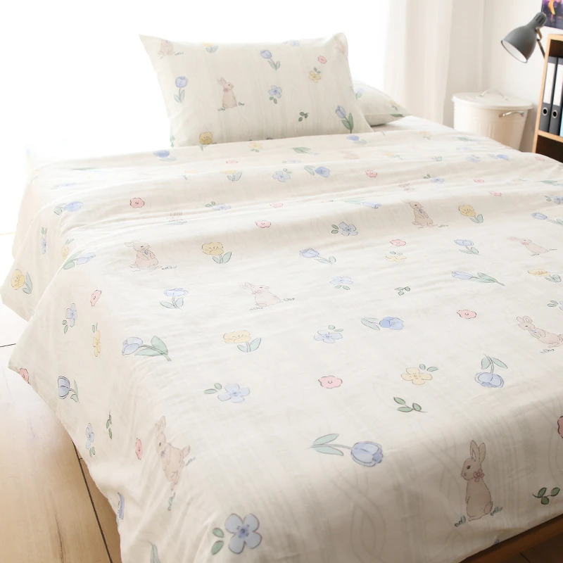 唐朝一只鱼兔先生纯棉床单床笠款全棉1.5米1.8三件套四件套