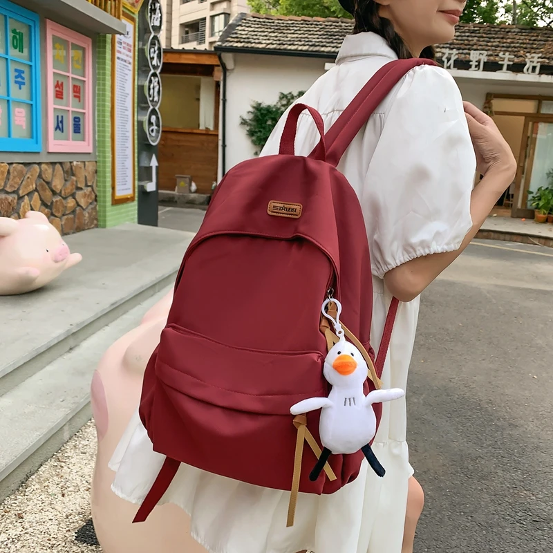 ins韩版休闲大容量双肩包女简约时尚背包 学生校园百搭书包男款潮