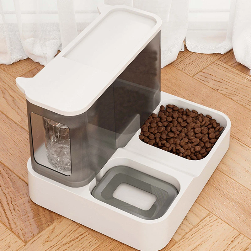 猫碗食盆猫咪狗狗自动饮水喂食器一体双碗喝水猫粮碗狗盆宠物用品
