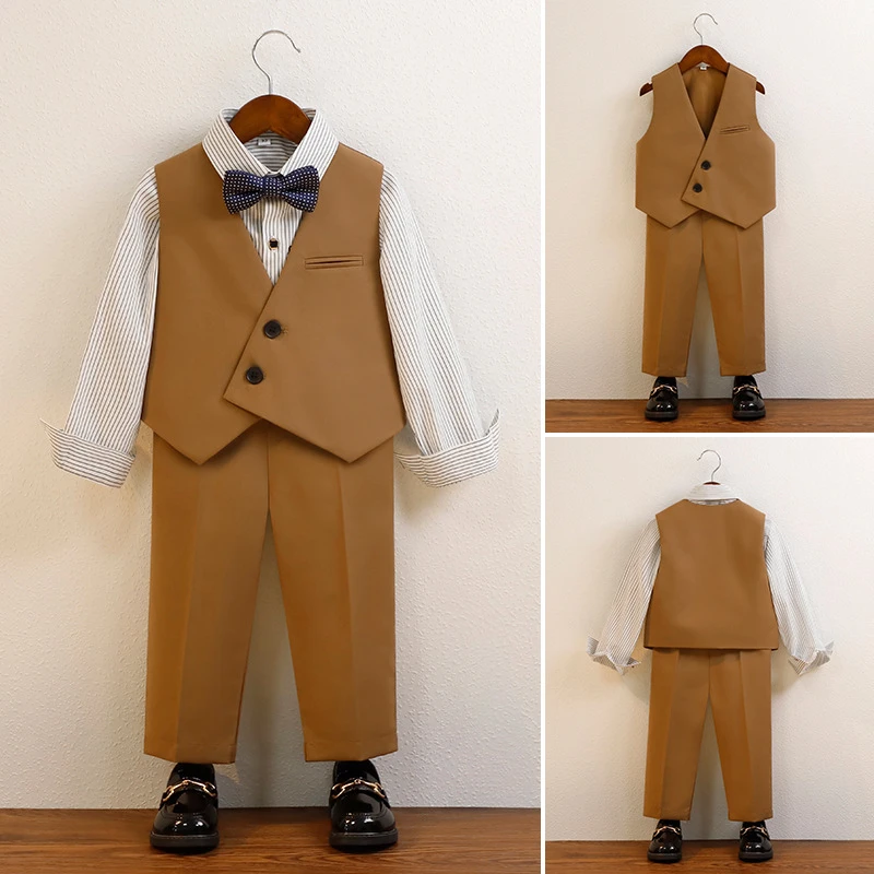 帅气摄影西服男童韩版春秋季花童婚礼礼服宝宝周岁生日服男孩西装