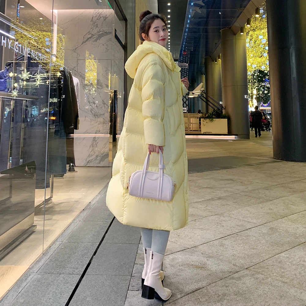 国标90白鸭绒羽绒服女长款2024冬装新款韩版宽松时尚加厚保暖外套