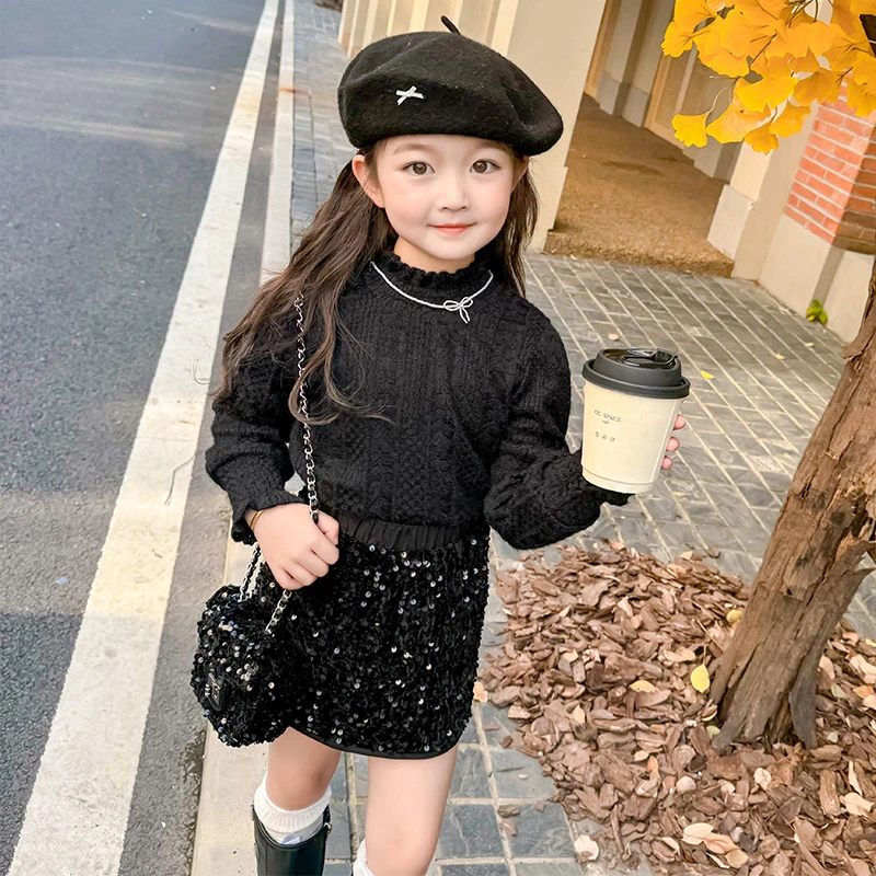 女童秋冬新款蕾丝花边加绒打底衫甜美气质范时尚保暖休闲百搭日常