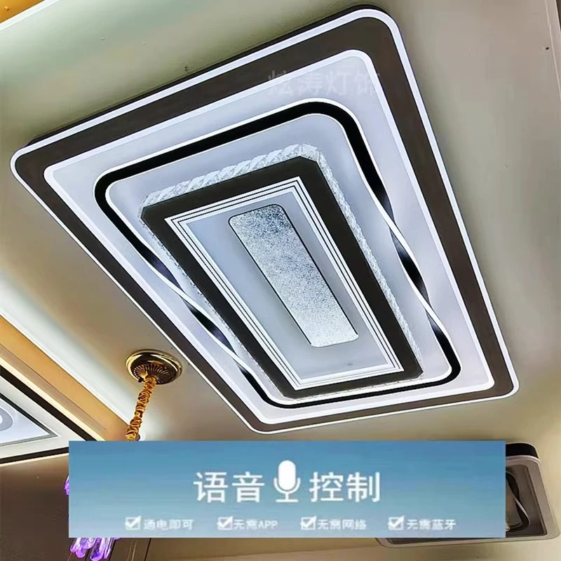 水晶客厅灯广东中山新款现代简约大气led吸顶灯全屋智能语音灯