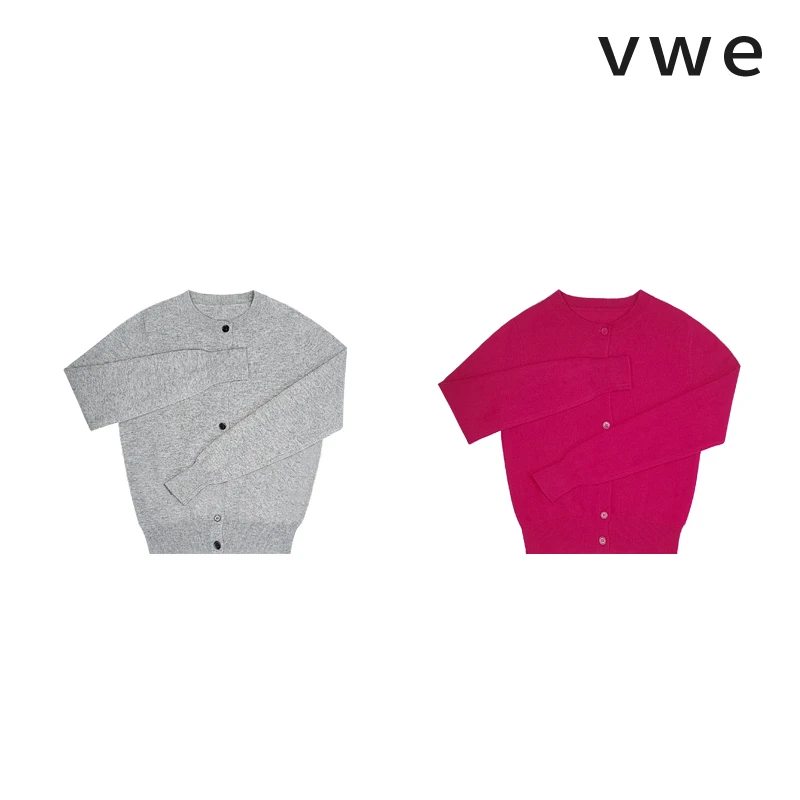 大甜甜2024新款火龙果色时尚休闲简约小开衫外套毛衣针织衫小香风