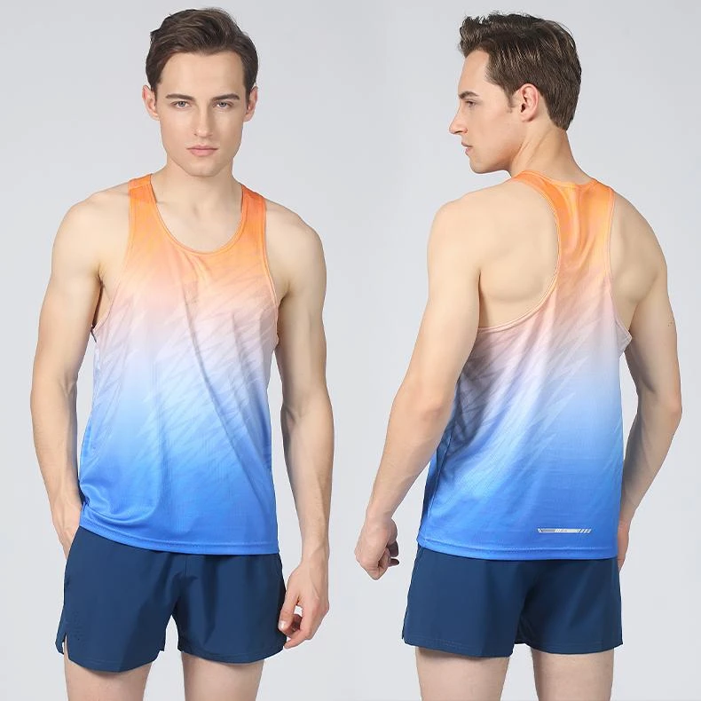 夏季速干透气田径训练服运动户外马拉松比赛服无袖无袖体考男女
